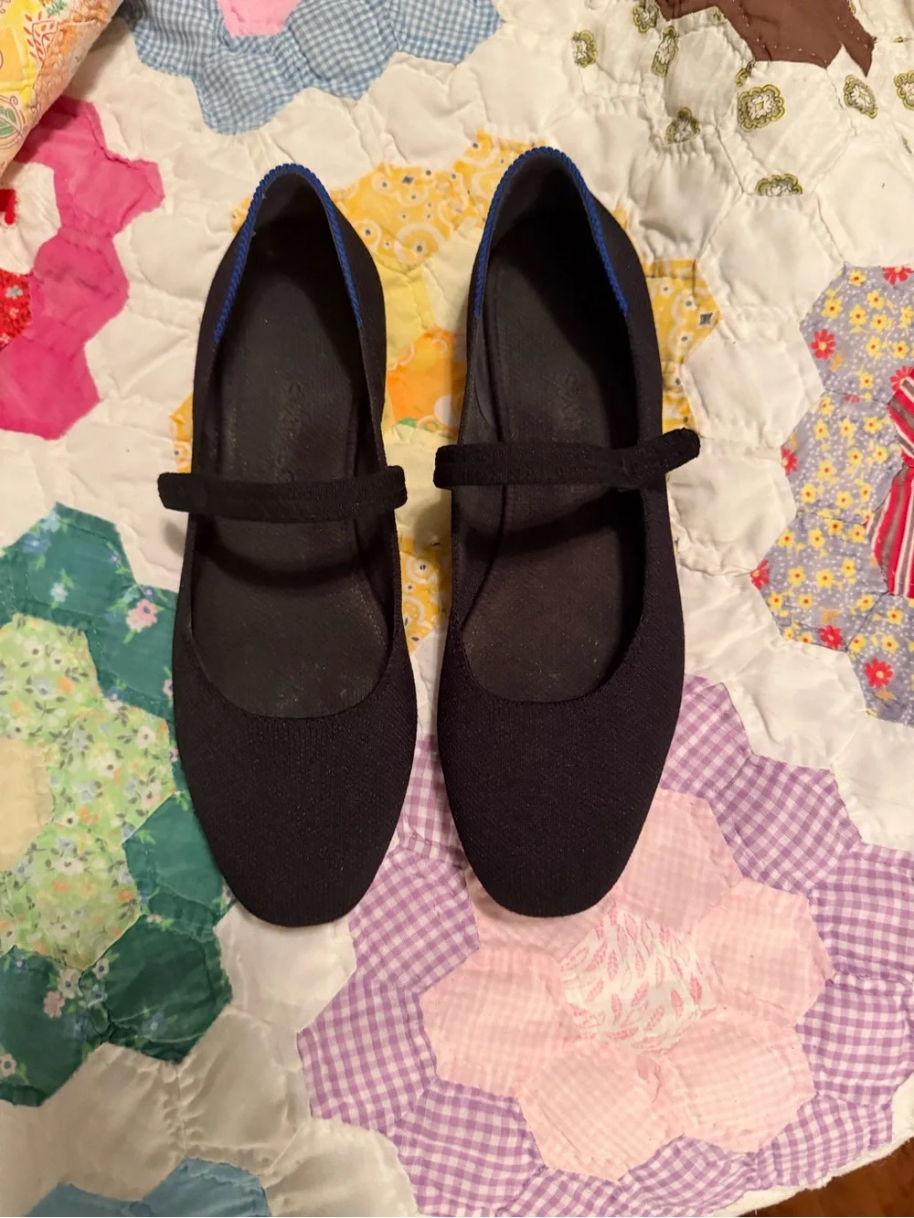 Rothy's Women's Black and Red Mary Jane Flats